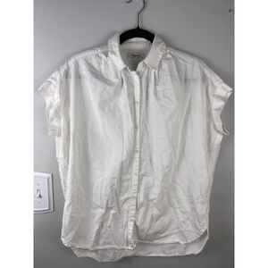 Madewell Boxy Button Front Shirt Womens XS White Short Sleeve Oversized Blouse